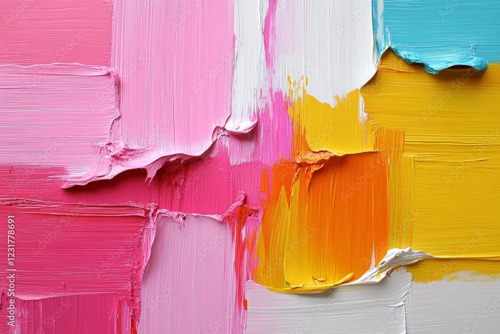 Aufkleber bright colors blend on canvas showcasing textured abstract artistry in bold hues and dynamic brush s