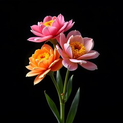 Fototapeta premium Vibrant Spring Flowers Pop of Color against Chic Black Background