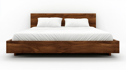 Cozy wooden bed with fresh white sheets for a peaceful night