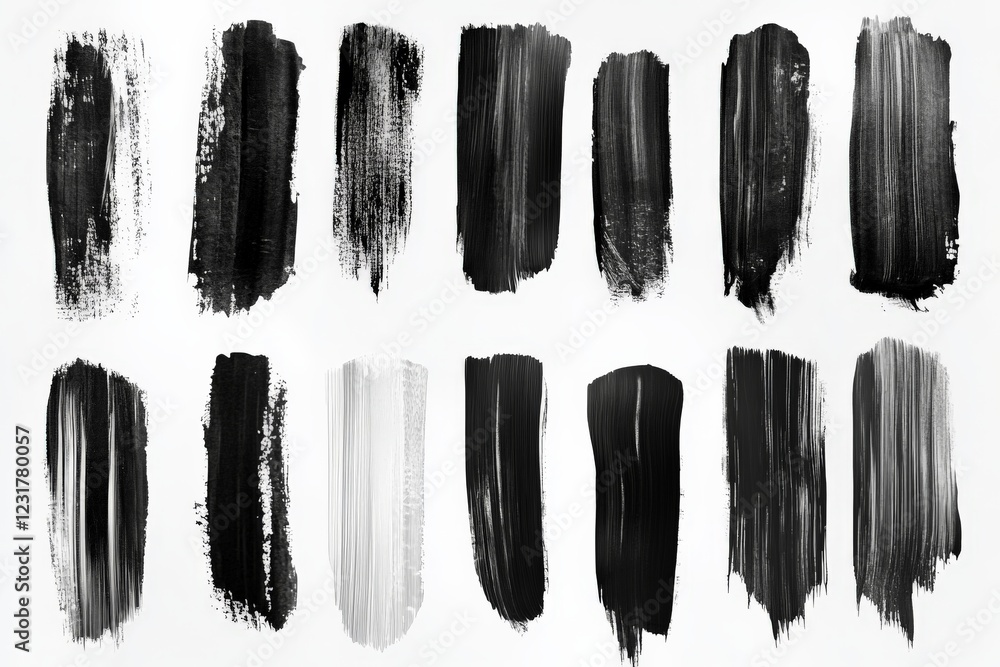 Aufkleber unique brush stroke patterns on a clean white background showcasing texture and contrast