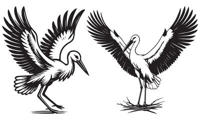 silhouette of a stork