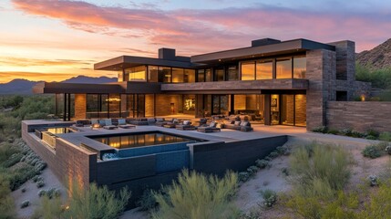 Obraz premium Luxurious modern home with an infinity pool