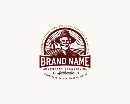 Set vintage bundle classic badge farm house market logo design for business company