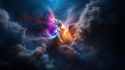 Fototapeta premium Cosmic Nebula: A Celestial Tapestry of Color and Light