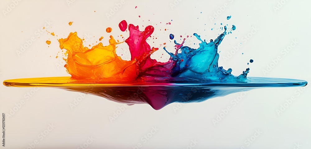 Sticker bright abstract design with bold splashes of color on a clean white background and dynamic balance