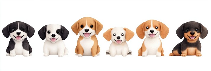 Naklejka premium Cute cartoon dog designs, pet-themed creative assets. Adorable French bulldog puppy illustration with vibrant colors, French bulldog puppy collection, playful French bulldog puppy.