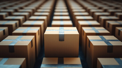 Fototapeta premium Cardboard boxes on pallet delivery and transportation logistics storage 