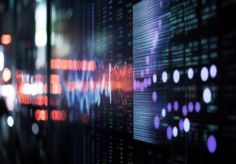 A computer screen shows a series of numbers and graphs