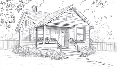 A charming craftsman style bungalow house drawing
