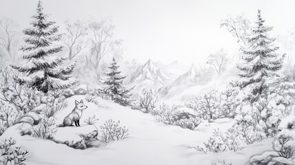 Obraz premium A red fox darting through a snowy forest, leaving tracks in the white expanse. 