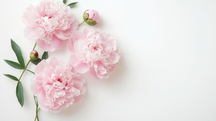Elegant Pink Peony Soft White Background Nature Inspiration