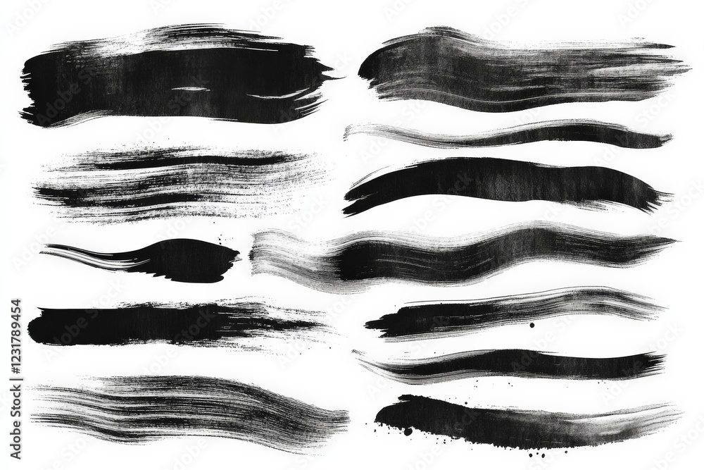 Aufkleber abstract black brush strokes on white background for artistic design and creative projects