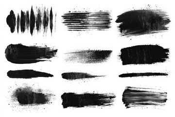 Black brush stroke collection for artistic projects and graphic design needs