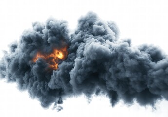 A large cloud of smoke with a bright orange flame in the middle