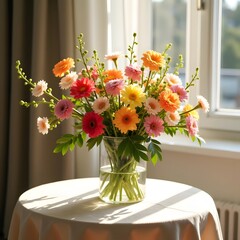 Blooming Beauty A Serene Display of Spring Flowers in Soft Light