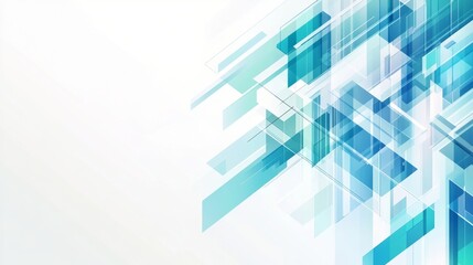 Abstract Geometric Blue and White Digital Design Composition