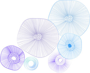 Abstract design element similar to cages or jellyfish. Bright colors. Suitable for children or art design, covers, spaces, web design