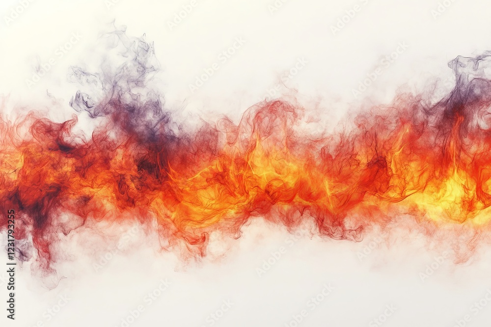 Poster flames of vibrant colors swirling in a dynamic display of fire and smoke in a creative artistic repr