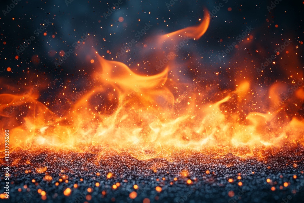 Aufkleber flames dancing brightly against a dark background create a captivating display of light and energy