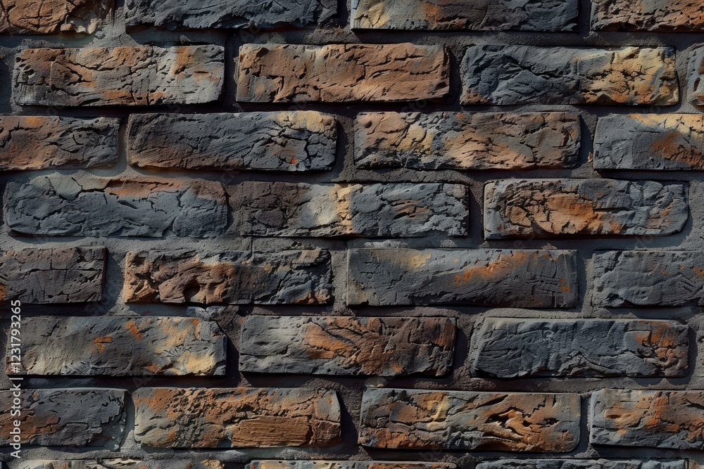 Poster close up view of a dark brick wall creating a textured background, suitable for various design and a