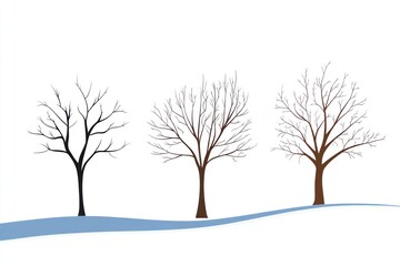 Obraz premium Winter trees snow landscape; seasonal change illustration