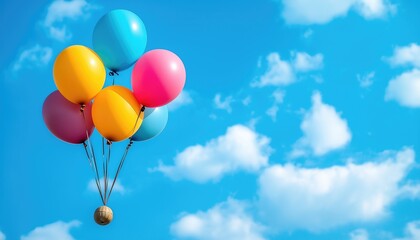 Obraz premium Festive Balloons Float in Bright Sky for Songkran Celebration