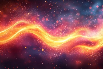 Obraz premium Bright swirling particles create a stunning light display in this digital artwork featuring vibrant colors and textures