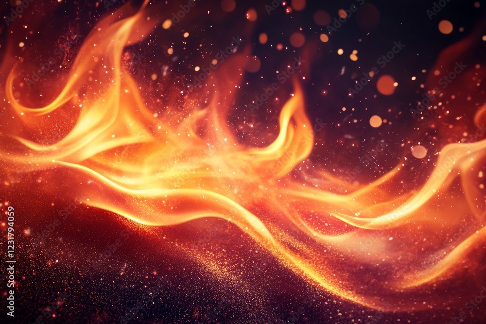 Poster dynamic flames with vibrant colors dancing against a dark background creating an intense visual expe