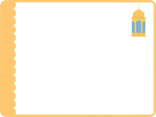 Golden Lantern Illustration with Decorative Border Frame