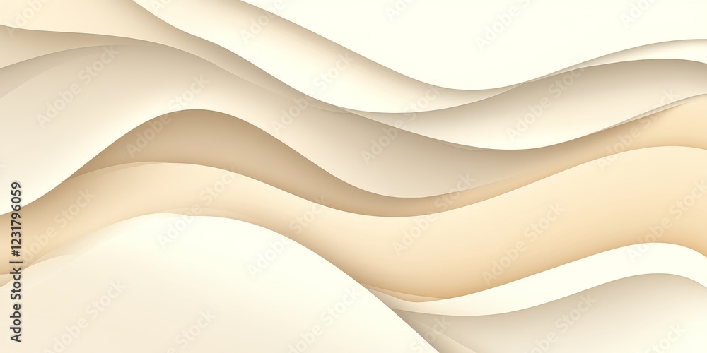 Poster cream and beige monochrome abstract 3d wavy seamless pattern texture background for design