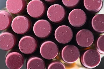 Bundle of pencils seen from the eraser end