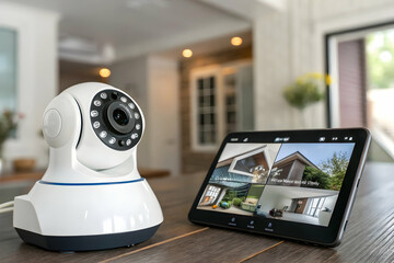 Smart Home Security Camera with Tablet Monitoring System