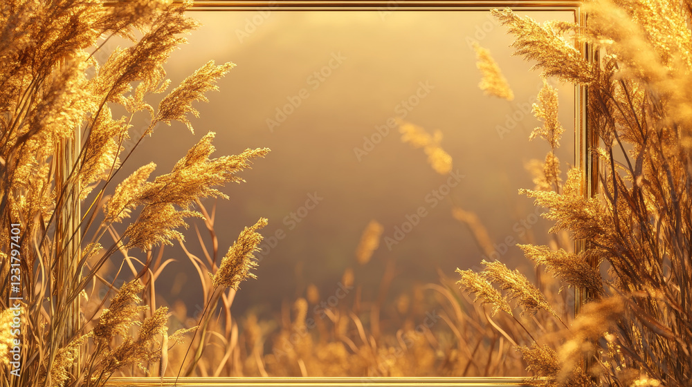 Poster golden photo frames. gold border photo frame for photos and slides. photo frame simple design gold f