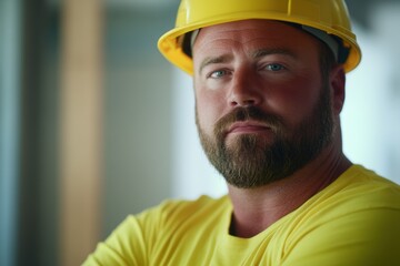 Construction worker in safety gear, focused on site management and project planning. Hard hat, teamwork, and building industry essentials in action.
