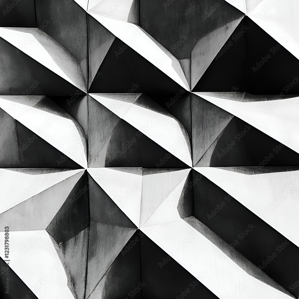 Poster geometric facade: a close-up abstract view of a modern architectural facade, featuring intricate geo