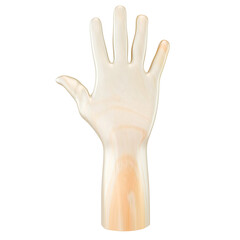 Raised hand, open palm, studio shot, neutral background, website design element