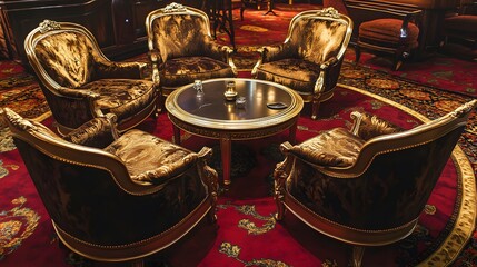 Luxury VIP seating area with red carpet, showcasing an exclusive and elegant atmosphere for premium events and sophisticated gatherings