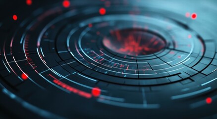 A blue and red circle with many dots in it