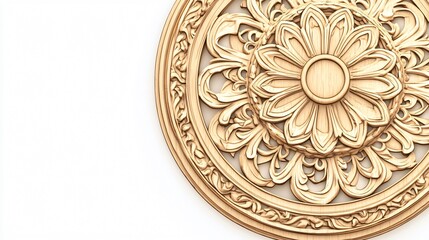 Exquisite Wooden Carvings: Circular Ornate Design Element for Intricate Decor