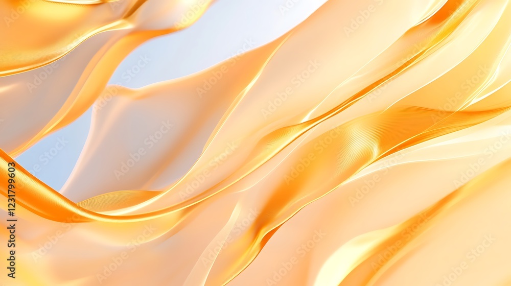 Poster a flowing orange fabric creating a soft and elegant background for creative designs