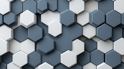 Modern Abstract Geometric Background, Blue and Gray Hexagon Pattern Texture. Subtle Bokeh Effect