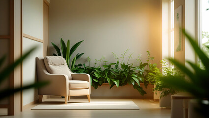 Simple soft focus of a calm, peaceful healthcare environment, perfect for adding stress management or mental health tips