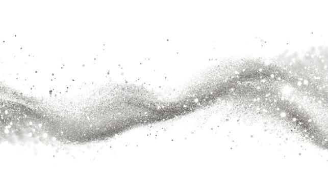 A stylized image depicting a silver glitter wave with white splatter against a black background.