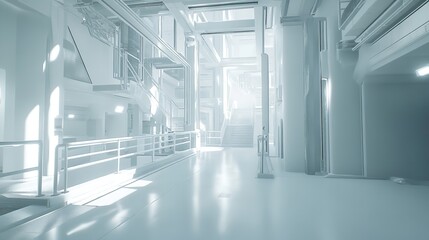 Obraz premium Modern white interior factory in white color