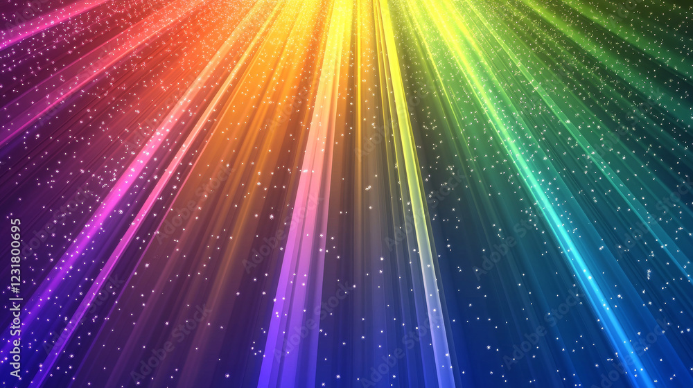 Aufkleber light background with rays and rainbow spectrum flare on transparent layout. colorful beams fall fro