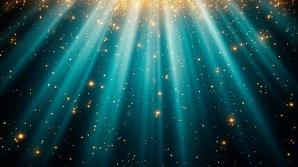 Saint Patrick's Day backdrop green and golden shimmering light beams