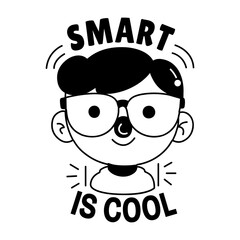A glyph sticker of a smart student with cool typography 