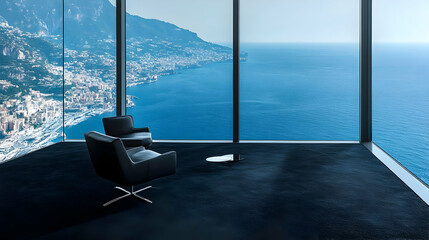 Photo Modern Interior Design Ocean View Coastal City Luxury Apartment Relaxation