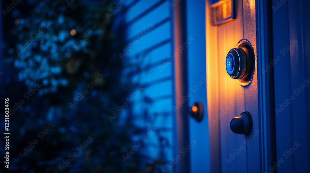 Poster smart home banner. internet of things security technologies concept. vector landing page of house co