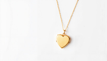 Elegantly detailed gold heart locket on plain background, love symbol